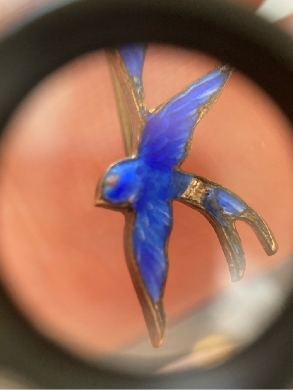 Antique Victorian Guilloche Enamel Flying Swallows Lingerie/Lace Pin - Picture 6 of 13